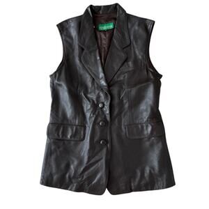 Vintage Espresso Brown Leather Vest Natural Leathers M
